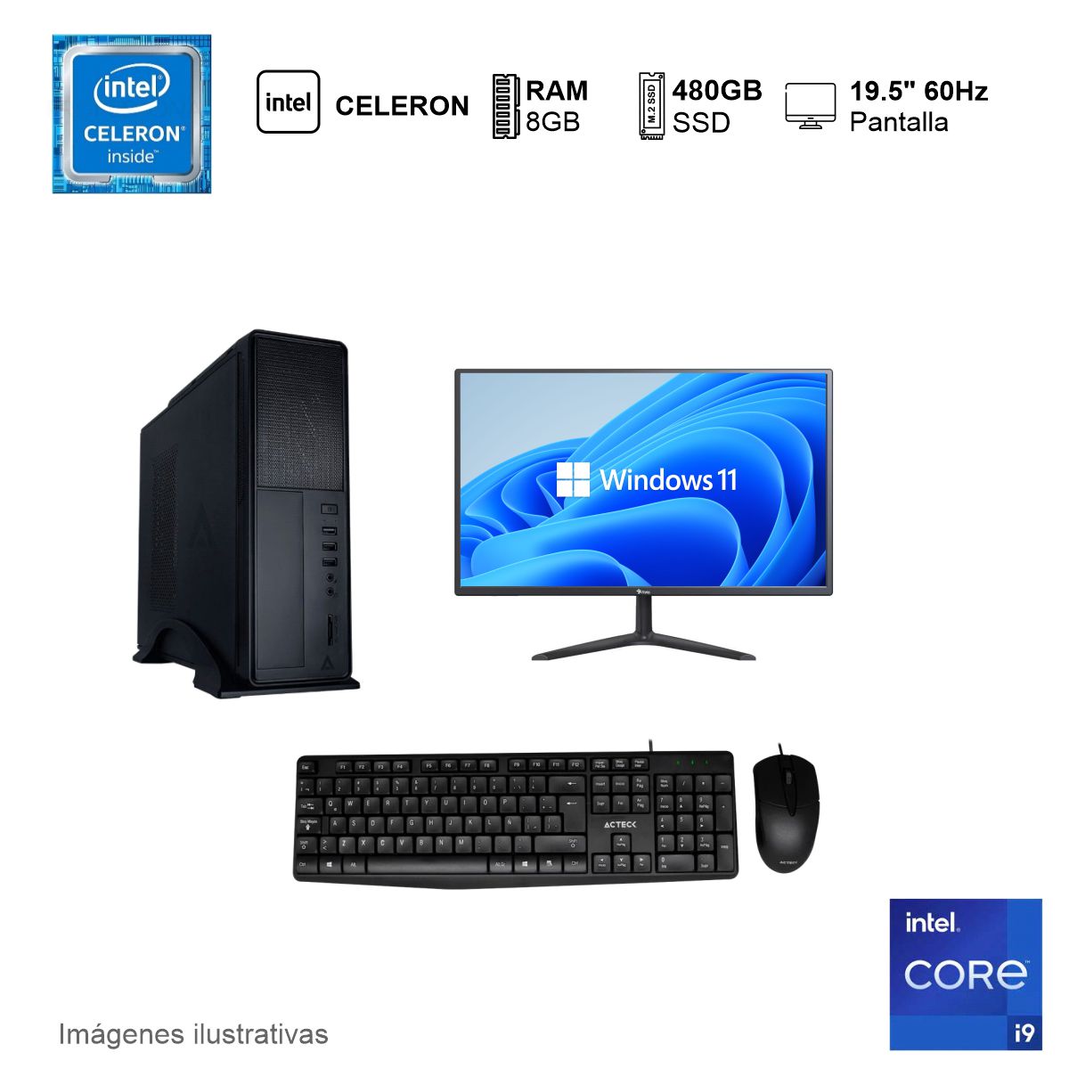 PC Intel Celeron 8GB de RAM 480GB SSD 500W WIFI