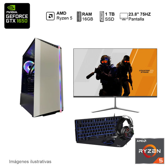 PC Gamer GTX 1650 AMD Ryzen 5 5500 16GB de RAM 1TB SSD 650W WIFI