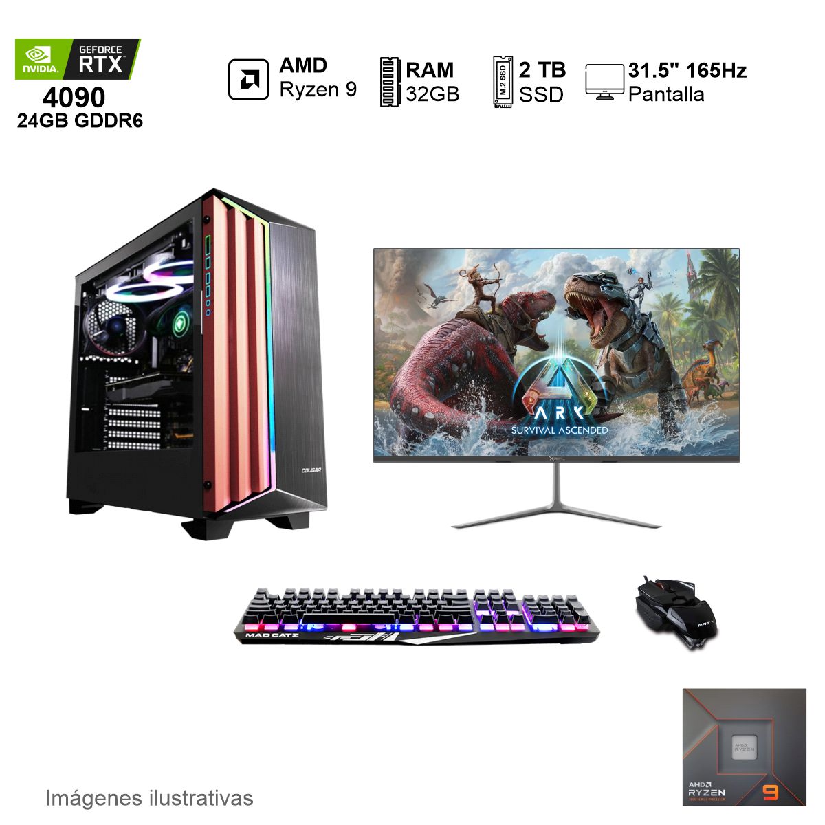 PC Gamer RTX 4090 RYZEN 9 7950X3D 32GB de RAM 2TB SSD NVME 850W WIFI