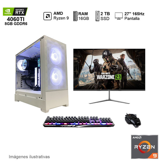 PC Gamer RTX 4060TI AMD Ryzen 9 5900X 16GB de RAM 1TB SSD NVME 750W WIFI