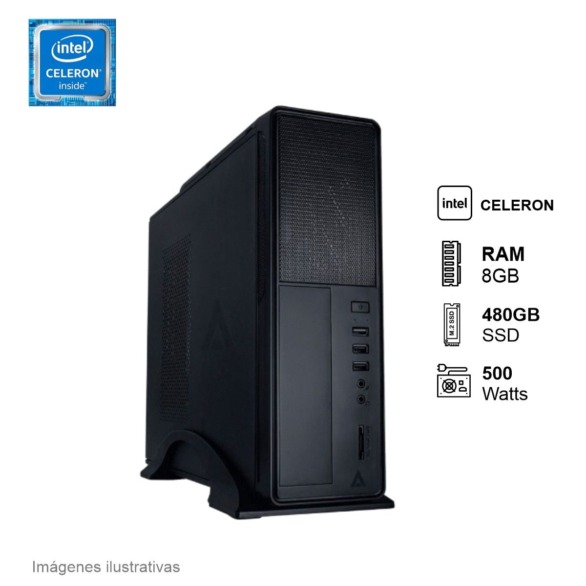 PC Intel Celeron 8GB de RAM 480GB SSD 500W WIFI