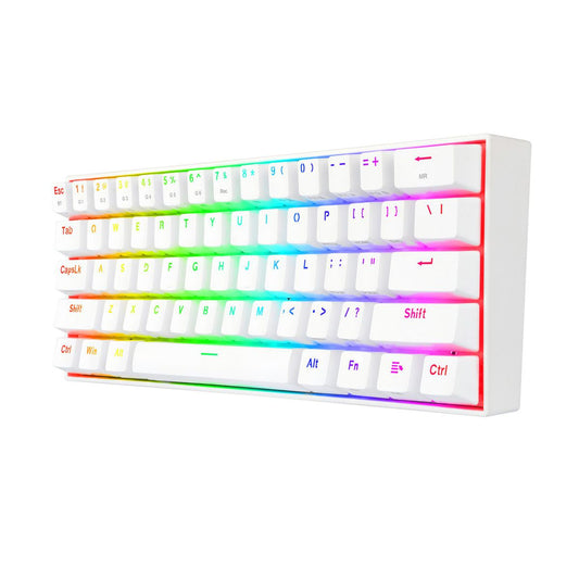 Teclado Mecanico Redragon Draconic White - Ingles, Blanco, RGB