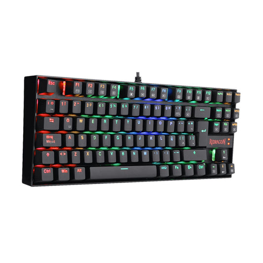 KUMARA NEGRO: TKL, ESPAÑOL, ALAMBRICO, MECANICO BLUE SWITCH + LUZ RGB