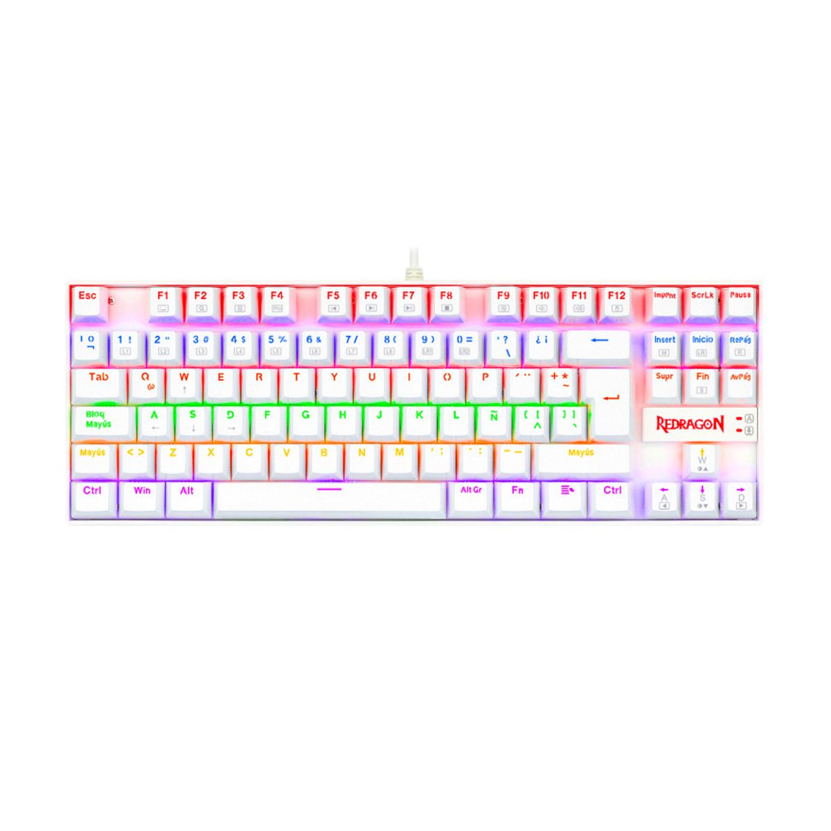 Teclado mecánico KUMARA RAINBOW White K552-KR - Red Switch