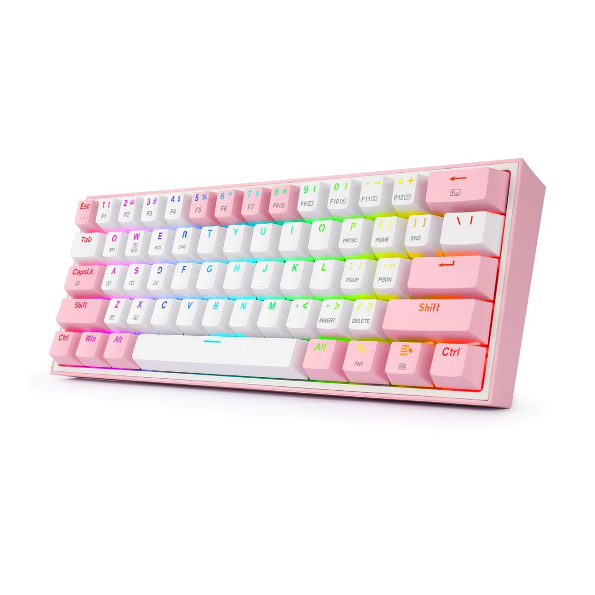 Teclado Mecanico Redragon Fizz Pro White/Pink - Blanco y Rosa