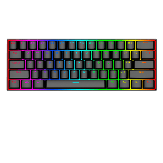 DRAGONBORN NEGRO: 60%, ESPAÑOL, MECANICO BROWN SWITCH + LUZ RGB