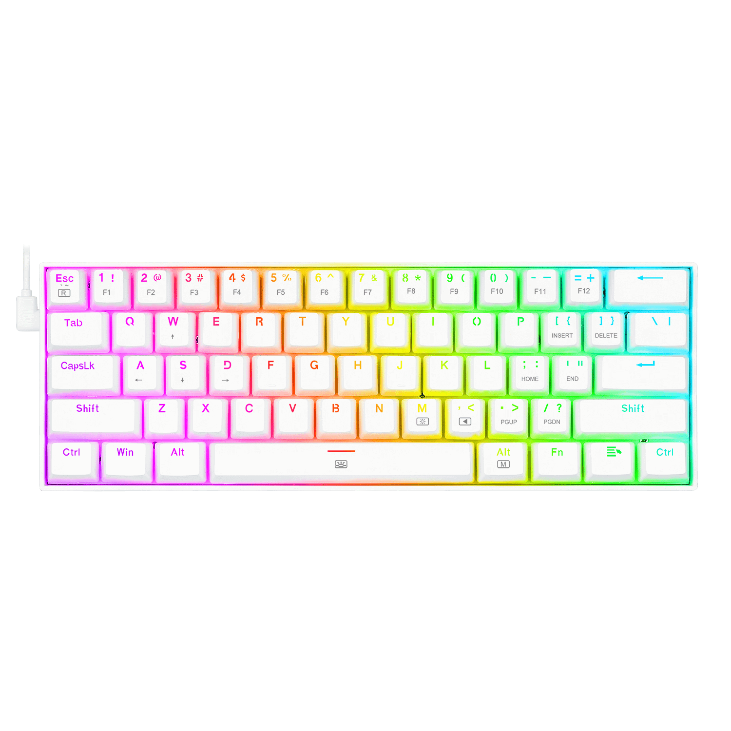Teclado Mécanico 60% Redragon Dragonborn White K630W - Red Switch