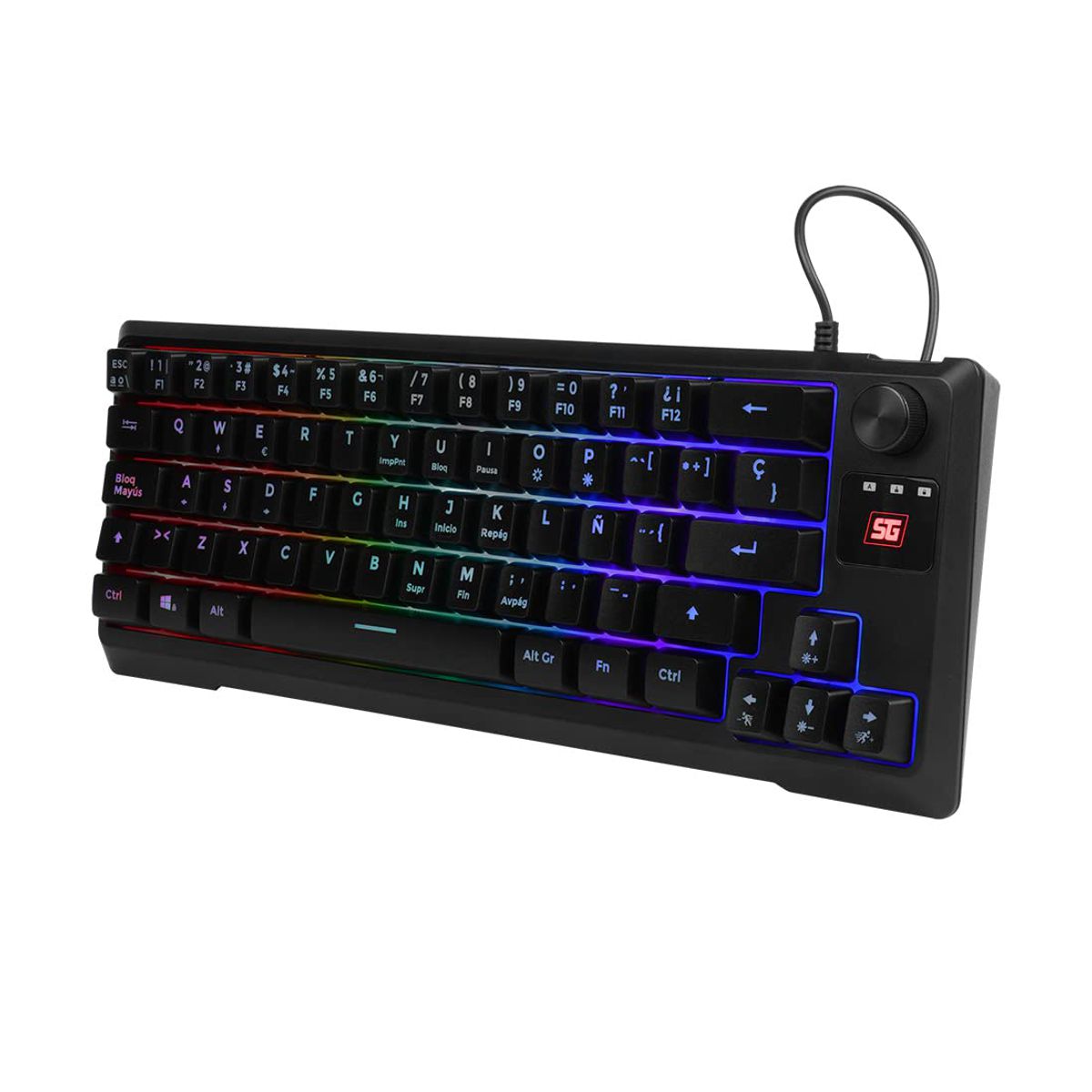 Teclado Gamer Vorago Start The Game KB-506 Tkl Factor 65 - Rgb, Rueda Multimedia, Alambrico, Anti Ghosting, Usb Negro
