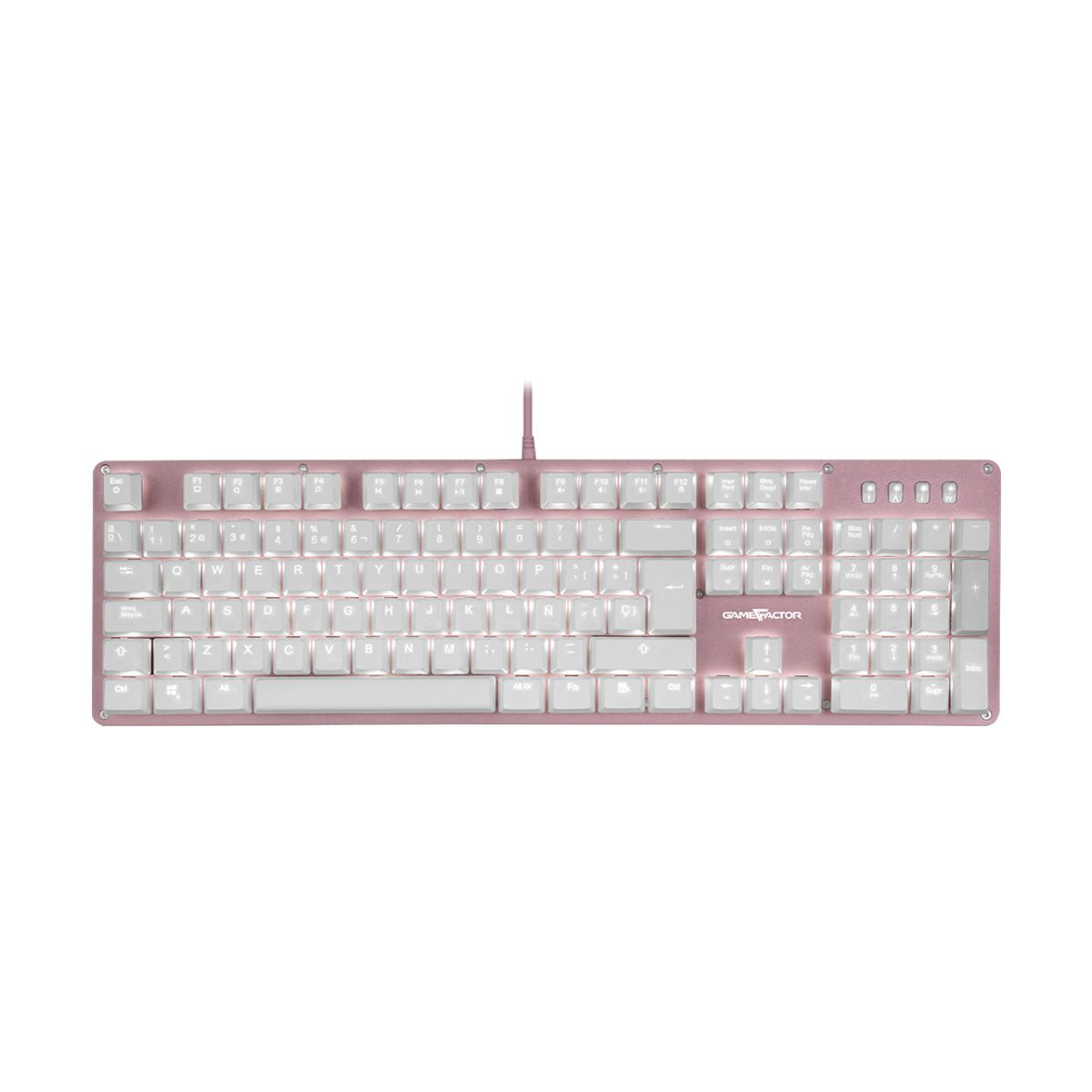 Teclado Mecanico Game Factor KBG400-PK-RD - Switch Red, USB, Rosa y Rojo