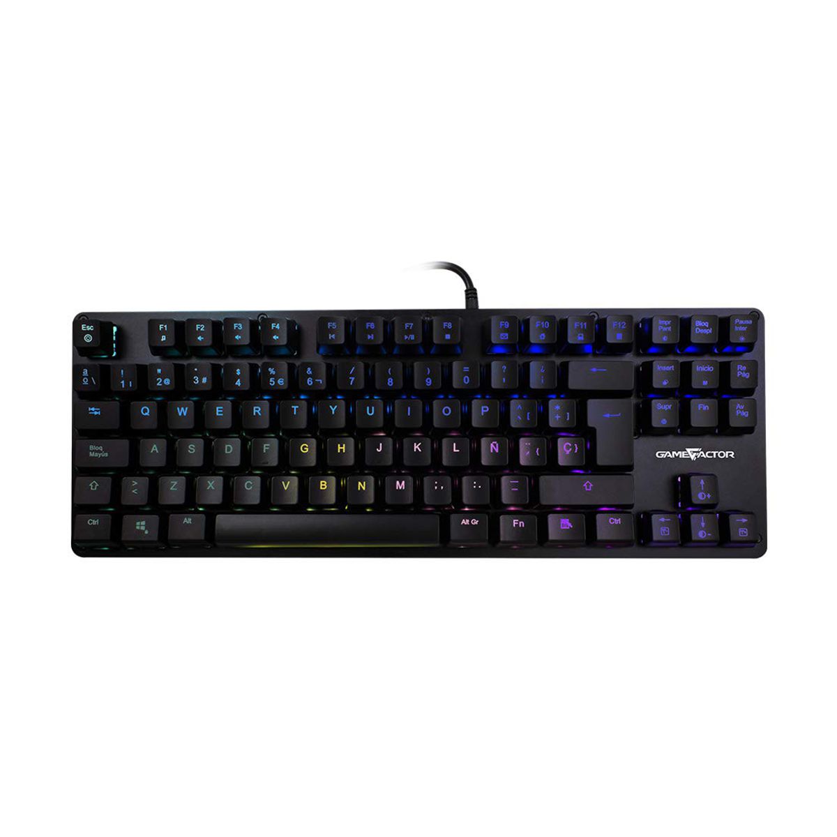 TECLADO MECANICO TKL GAME FACTOR KBG500-BL - RGB, TENKEYLESS, USB NEGRO