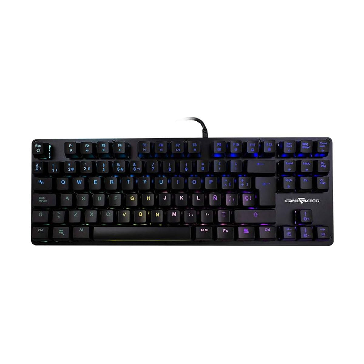 Teclado Mecanico GAME FACTOR KBG500-RD - Alambrico, Espanol, Negro, RGB