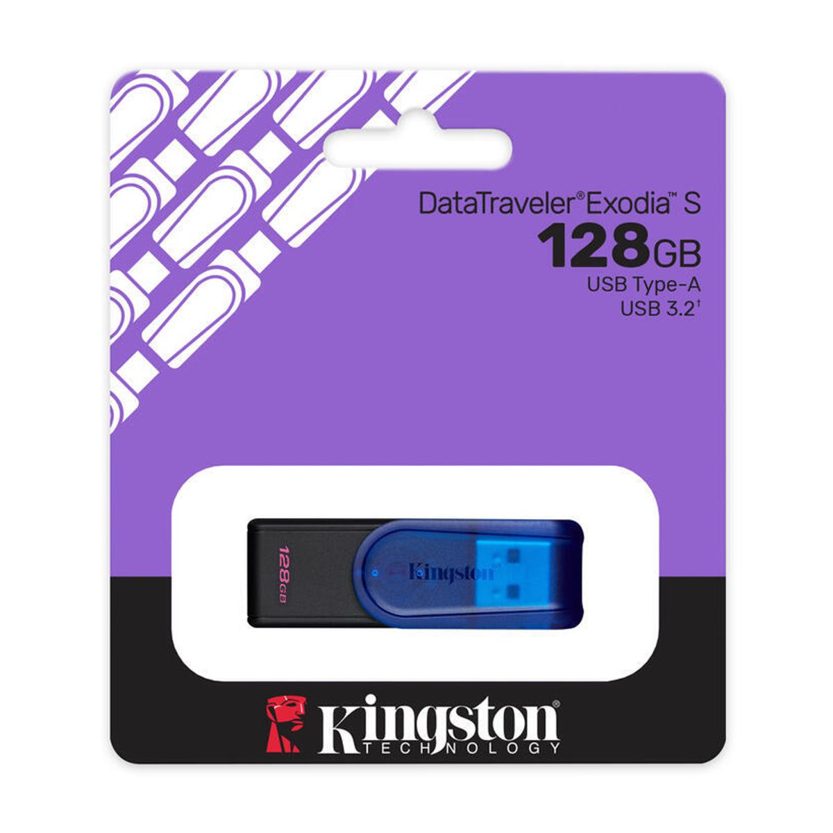 MEMORIA USB KINGSTON (KC-U3C128-7TB) 128GB, DATA TRAVELER EXODIA S PLASTICA, AZUL USB 3.2