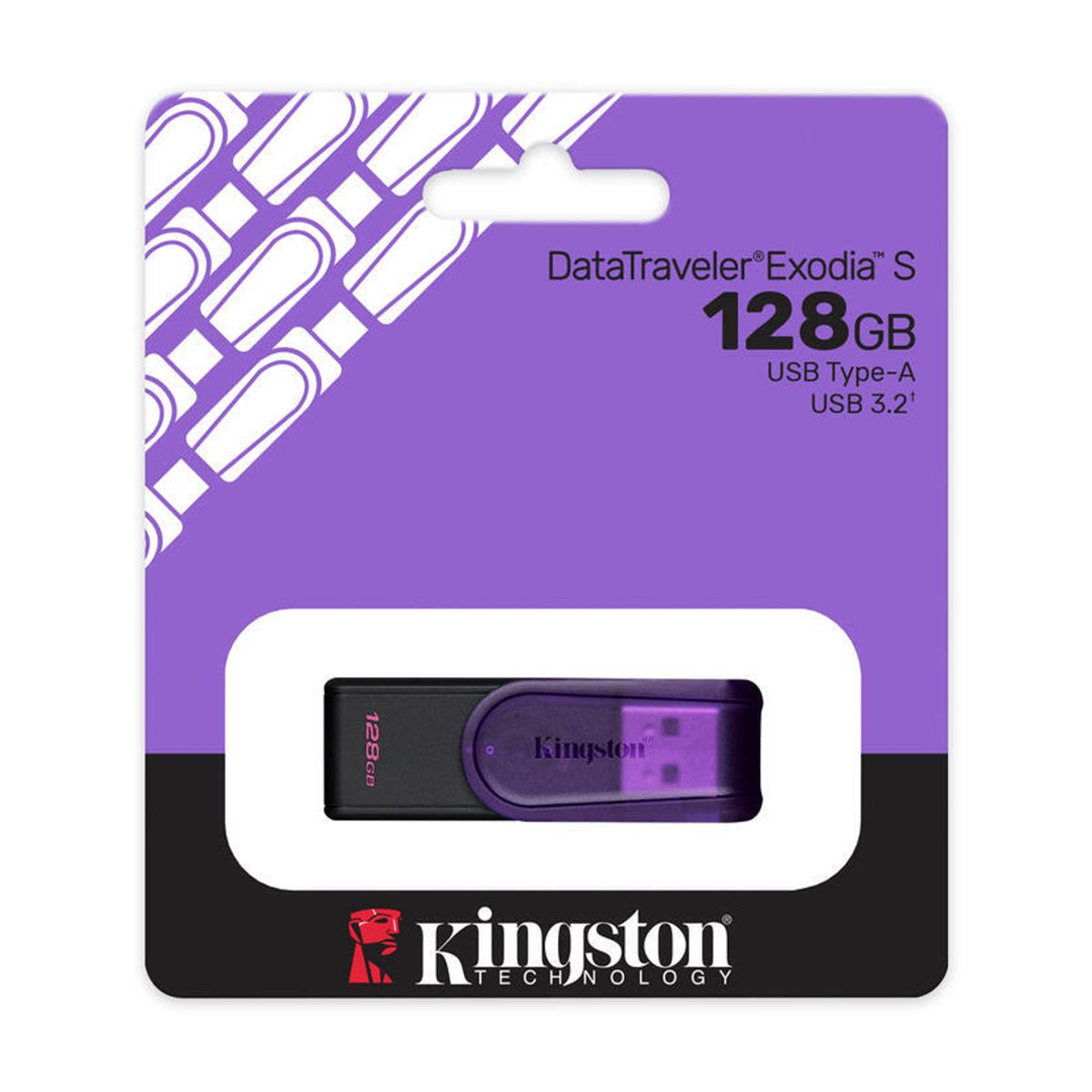 MEMORIA USB KINGSTON (KC-U3C128-7TP) 128GB, DATA TRAVELER EXODIA S PLASTICA, MORADO USB 3.2