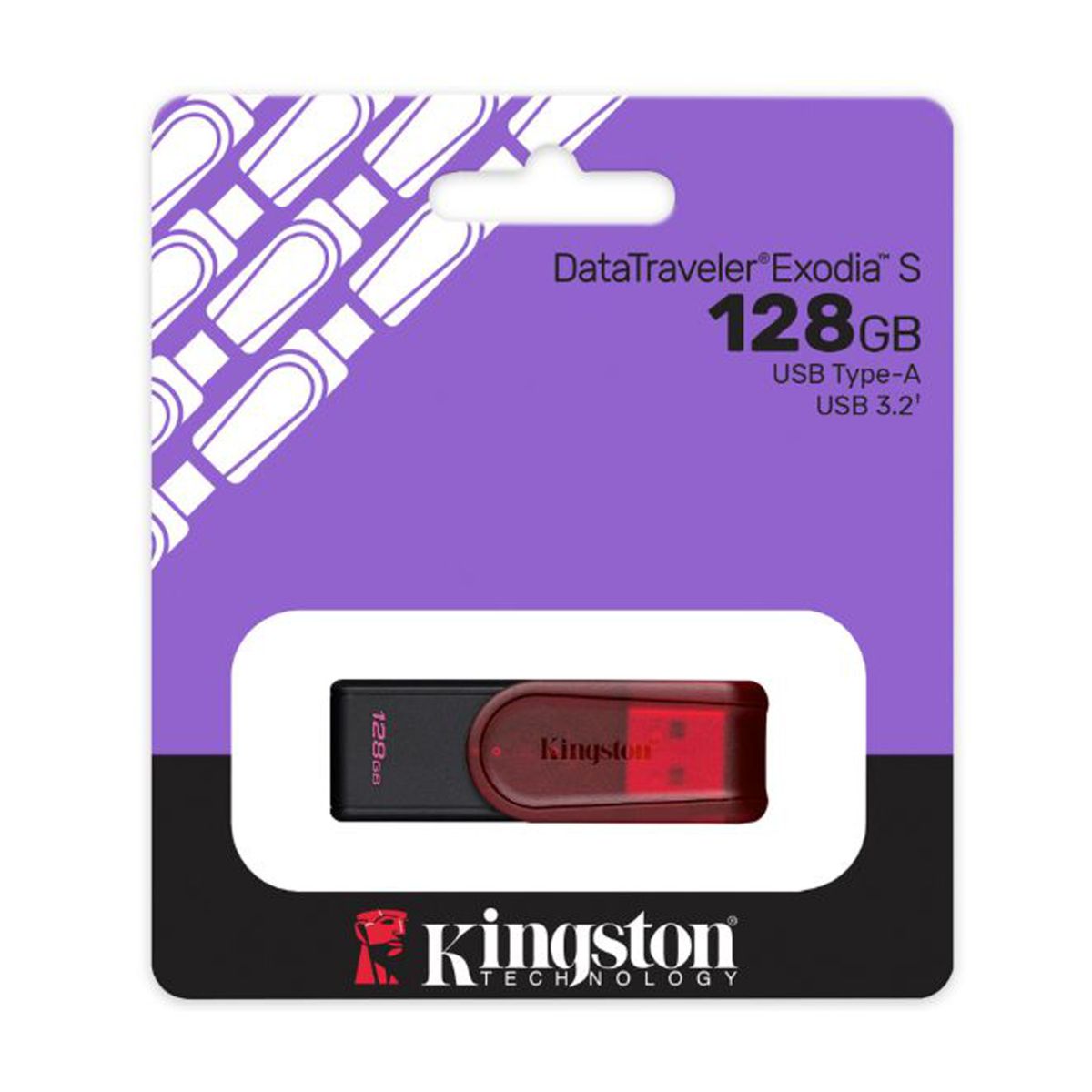 MEMORIA USB KINGSTON (KC-U3C128-7TR) 128GB, DATA TRAVELER EXODIA S PLASTICA, ROJO USB 3.2