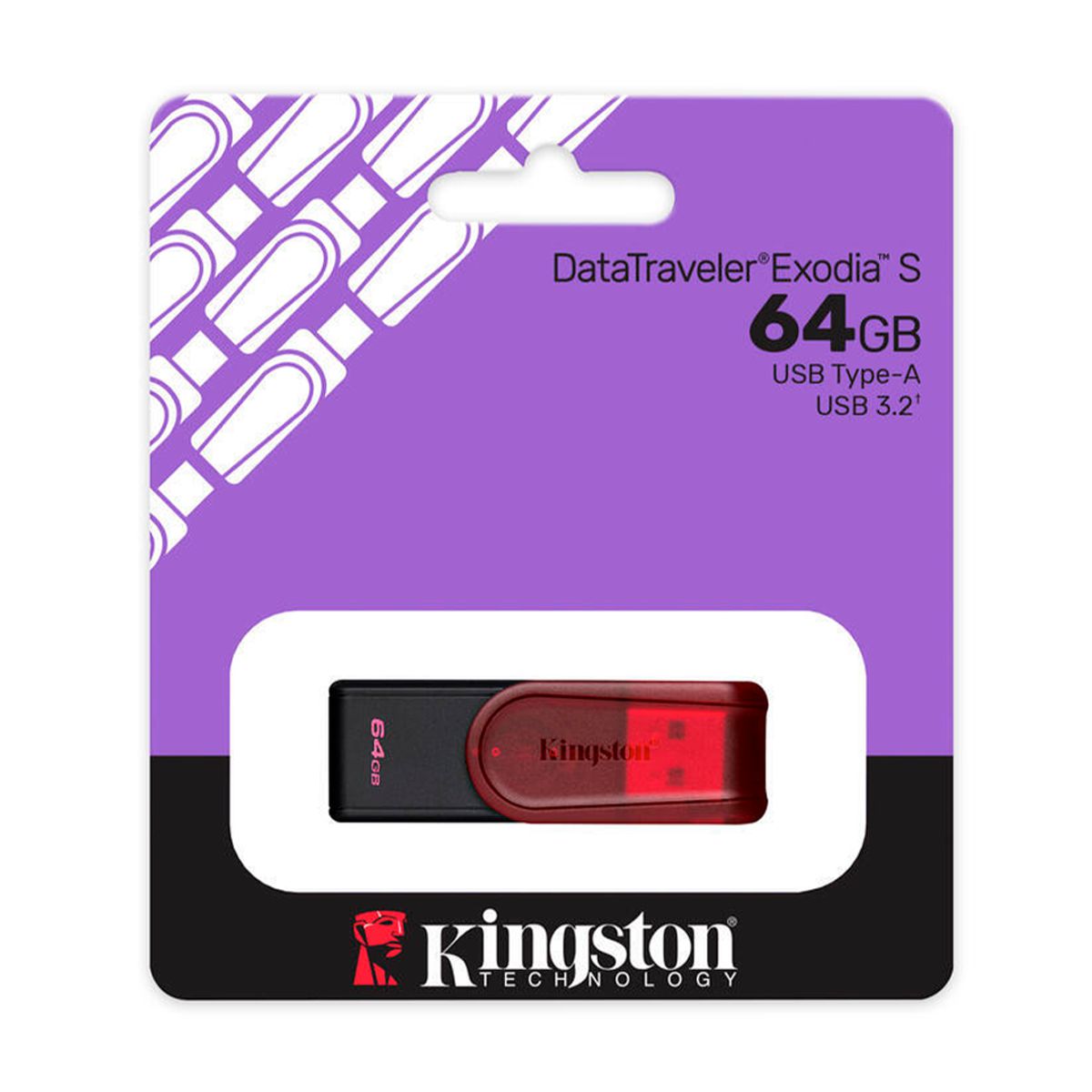 MEMORIA USB KINGSTON (KC-U3C64-7TR) 64GB, DATA TRAVELER EXODIA S PLASTICA, ROJO USB 3.2