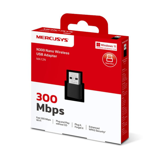 Adaptador nano USB inalambrico N300 (MA12N) Velocidad Wi-Fi Velocidades de hasta 433 Mbps (5 GHz)+ 200 Mbps (2 - 4 GHz)