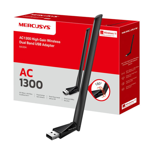 Adaptador USB inalambrico de doble banda de alta ganancia AC1300 (MA30) - 