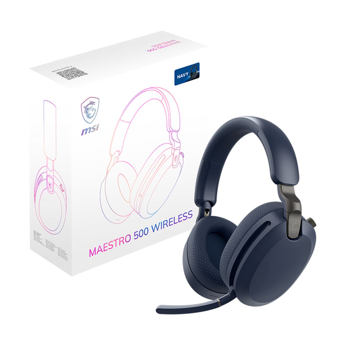 AUDIFONOS MSI (MAESTRO 500 W NAVY) WIRELESS AZUL,MIC COMP, PC, MAC, PS5, XBOX