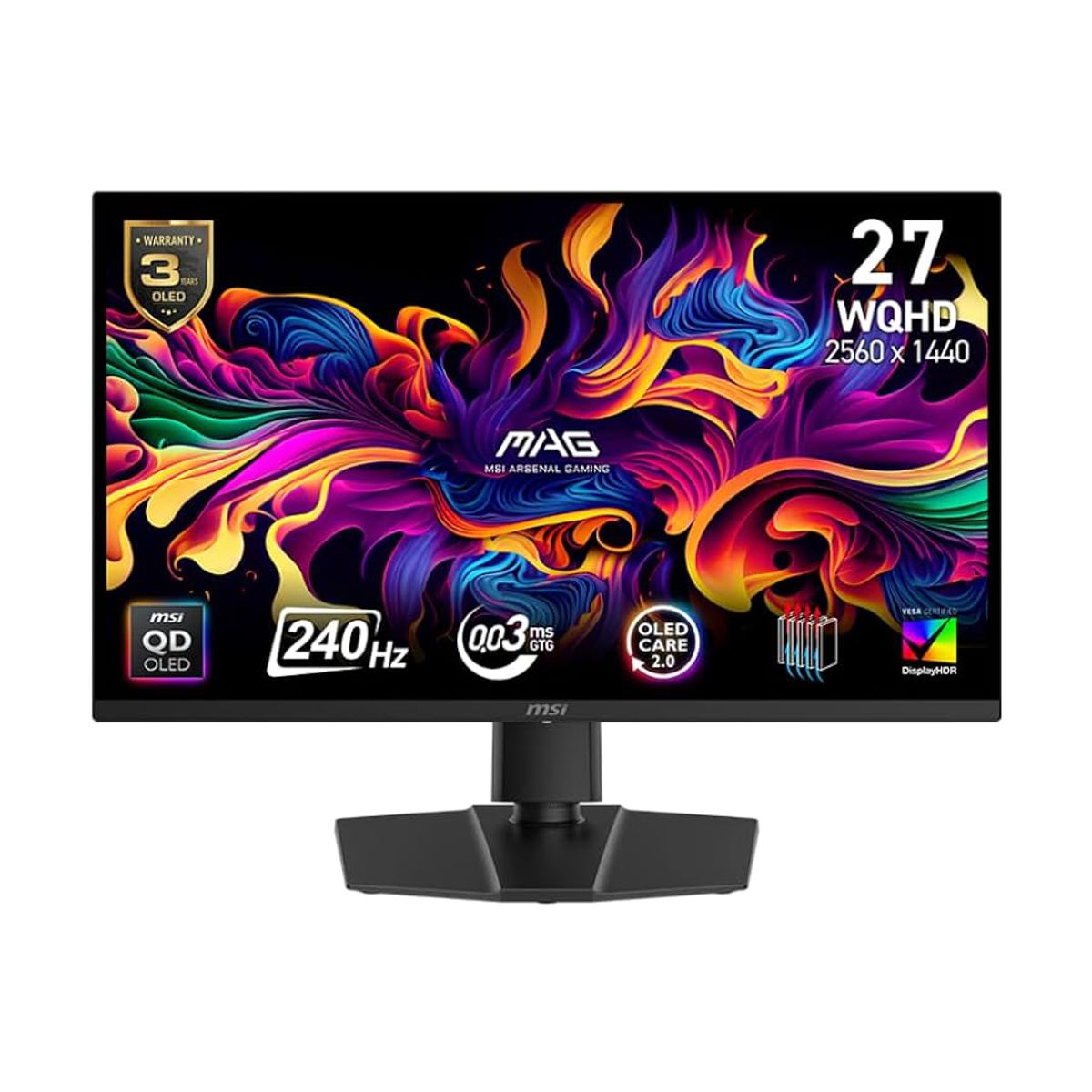 MONITOR OLED MSI 27" (MAG 271QP QD-OLED X24) 2560X1440 WQHD,PLANO, 240HZ, 1*DP, 2*HDMI