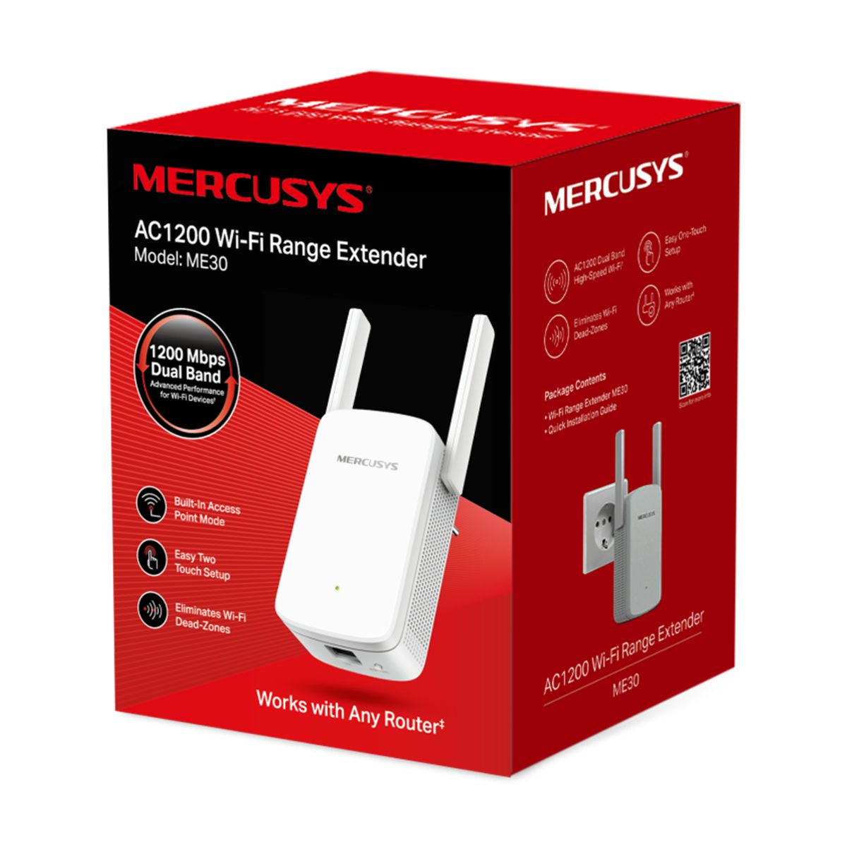 EXTENSOR WIFI AC1200 MERCUSYS ME30 PARA ELIMINAR ZONAS SIN WIFI Y MANTENER CONEXION TOTAL - 
