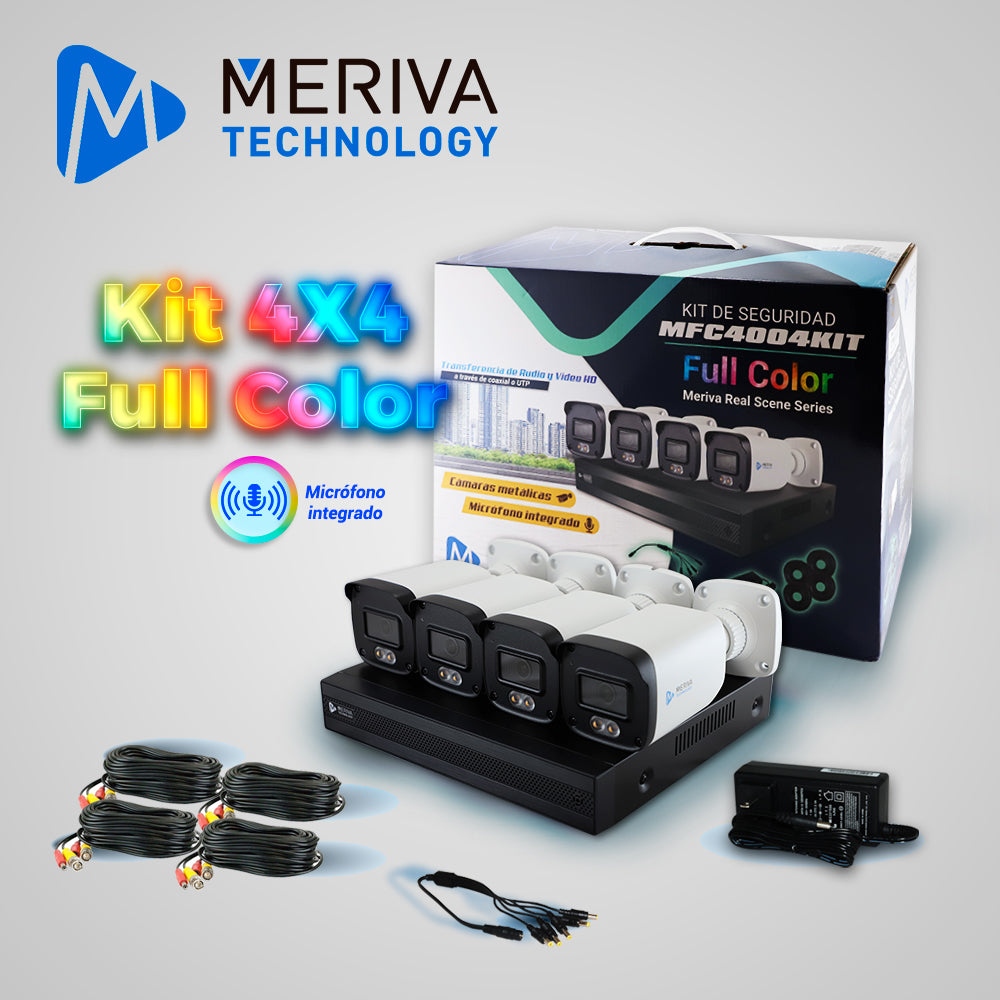 KIT MERIVA 4 CAMARAS AUDIO Y MICROFONO MFC4004KIT 1080P-LITE