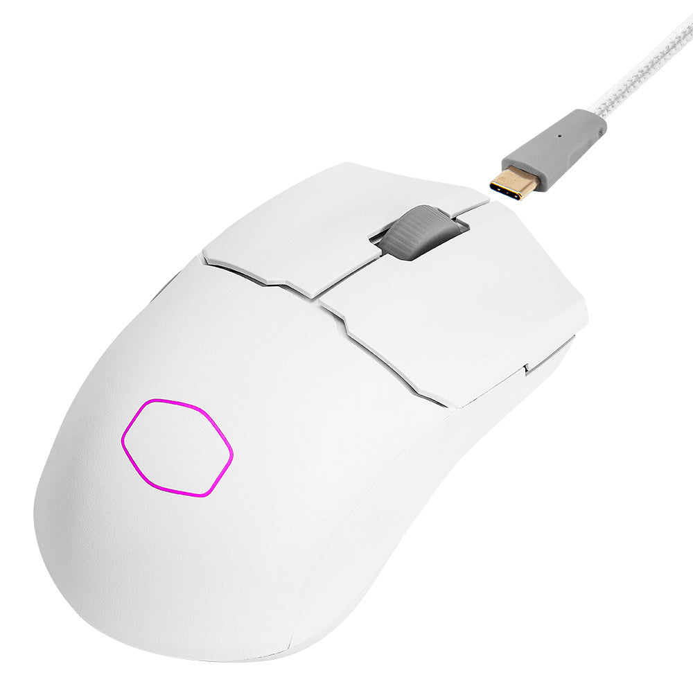 MOUSE GAMER COOLER MASTER (MM-712-WWOH1) MM712 BLANCO, HIBRIDO,BT 5.1,RGB, CABLE TYPE C