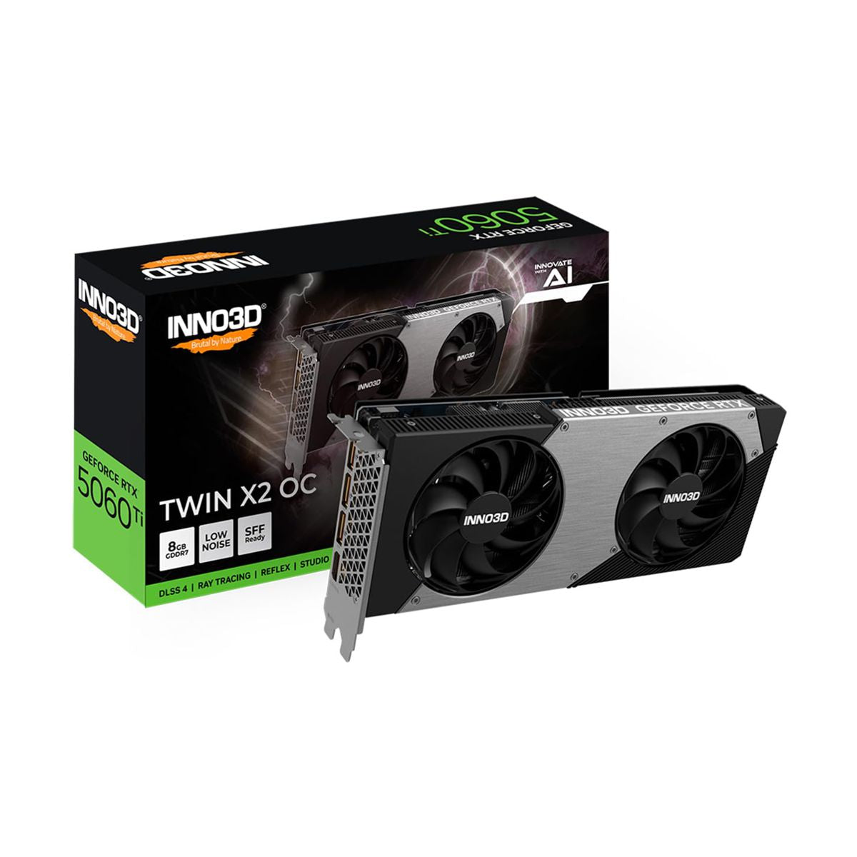 TARJETA DE VIDEO INNO3D NVIDIA GEFORCE RTX 5060TI X2 OC 8GB GDDR7 128BITS PCIe 5.0 3 DP 2.1B HDMI