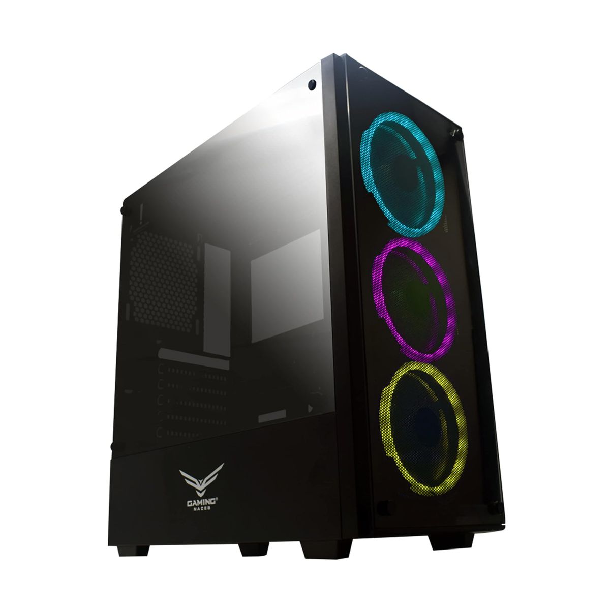 GABINETE NACEB (NA-0603) PLAYER,FULL ATX,SIN FUENTE,2*USB 2.0,1*USB 3.0,3*FAN,CRISTAL TEMP,NEGRO