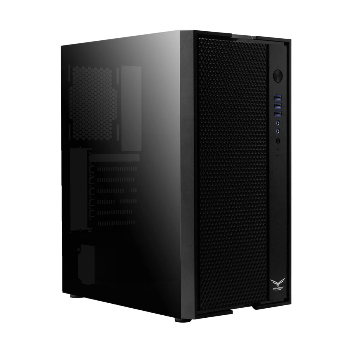 GABINETE NACEB (NA-0609) ORION,FULL ATX,SIN FUENTE,2*USB 2.0,1*USB 3.0,3*FAN,CRISTAL TEMP,NEGRO