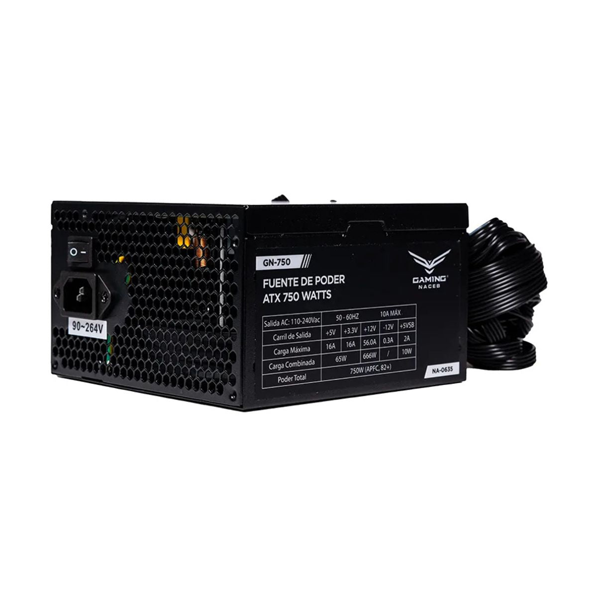 Fuente de poder Naceb 750W Atx Modular 80+ Bronze NA-0635 - 