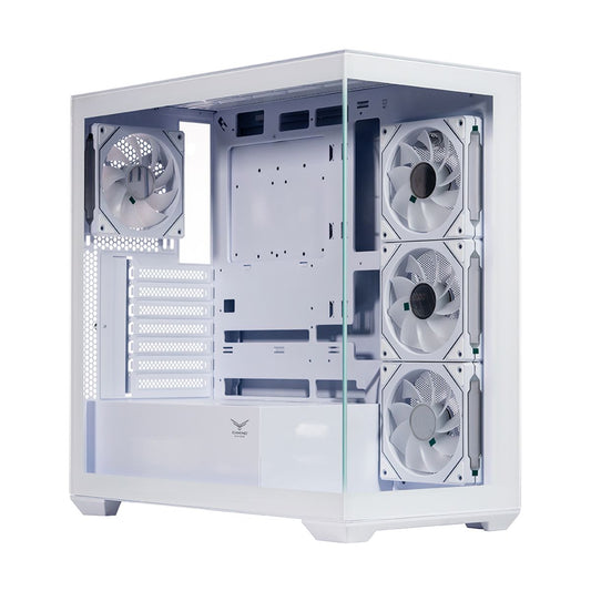 GABINETE NACEB (NA-0637B) NEBULA, MICRO ATX, CRISTAL TEMPLADO, 4*VENTILADORES RGB, BLANCO