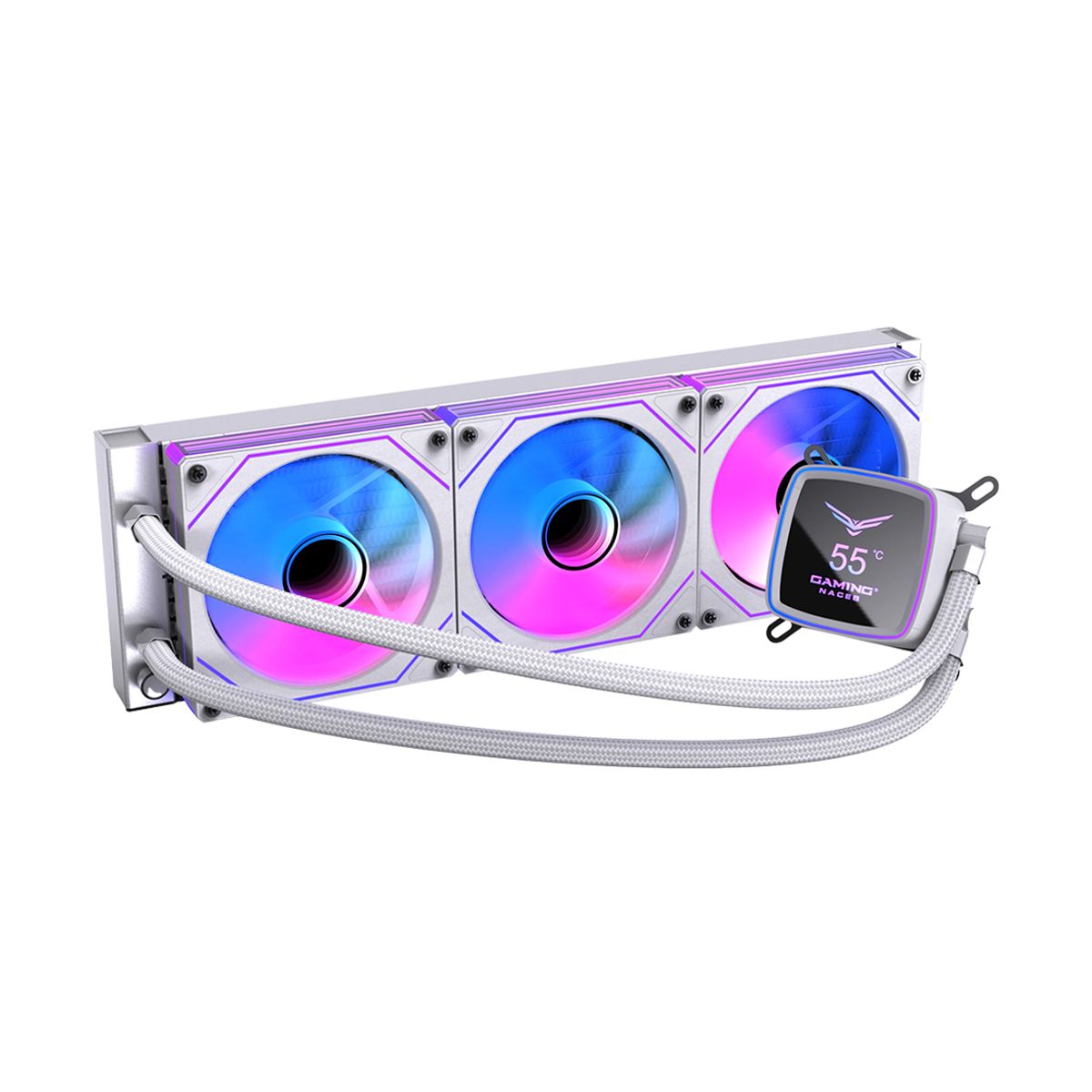 VENTILADOR P/CPU NACEB (NA-0656B) ENFRIAMIENTO LIQUIDO BOREAL, 360MM, PANTALLA DIGITAL, ARGB, BLANCO