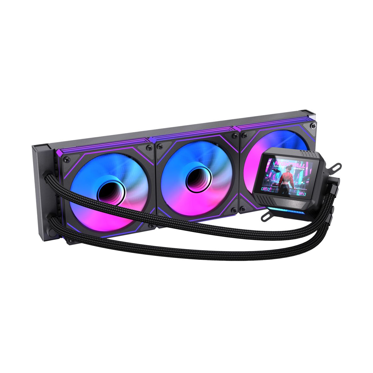 VENTILADOR P/CPU NACEB (NA-0657N) ENFRIAMIENTO LIQUIDO BOREAL, 360MM, PANTALLA LCD 2.8", ARGB, NEGRO