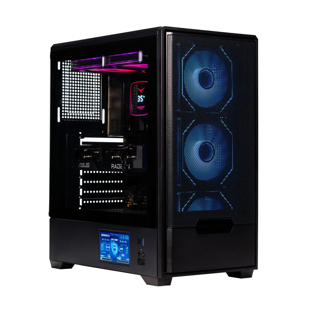 Gabinete Naceb Technology NA-0658LCD - Midi-Tower, Gabinete, Acero, E-ATX / ATX / mATX / Mini-ITX, Negro