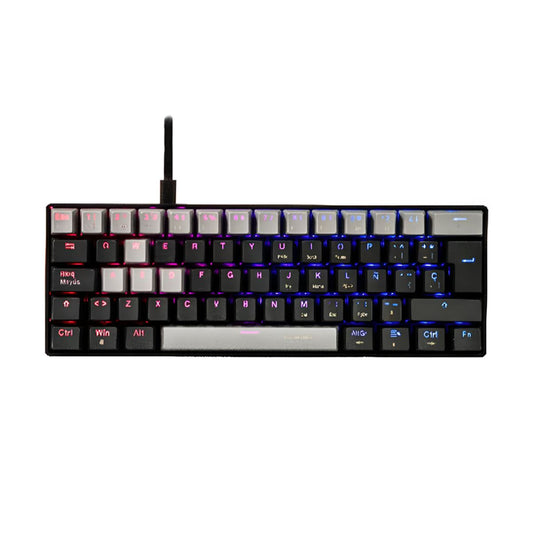 TECLADO MECANICO NACEB (NA-0968) BLACK VIPER,MECANICO,60%,SWITCH RED,7 COLORES,ANTIGHOST,NEGRO/GRIS