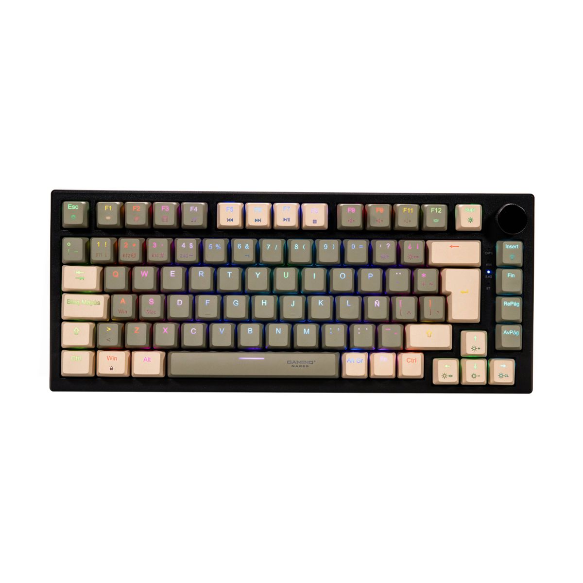 TECLADO MECANICO NACEB (NA-0969) SILVER FANG, MECANICO, 75%, SWITCH BROWN, RGB, ANTIGHOST, CAFÉ
