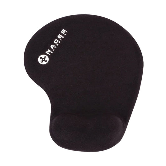 MOUSE PAD NACEB (NA-549NE) CON SOPORTE DE GEL, DE FIBRA ELASTICA, ANTIDERRAPANTE, NEGRO