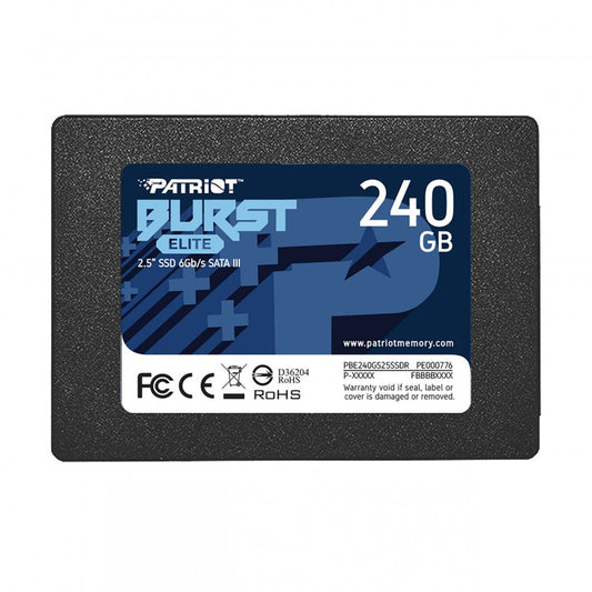 UNIDAD SSD 2.5" PATRIOT 240GB (PBE240GS25SSDR) BURT ELITE, SATA3, 7MM, 3D NAND