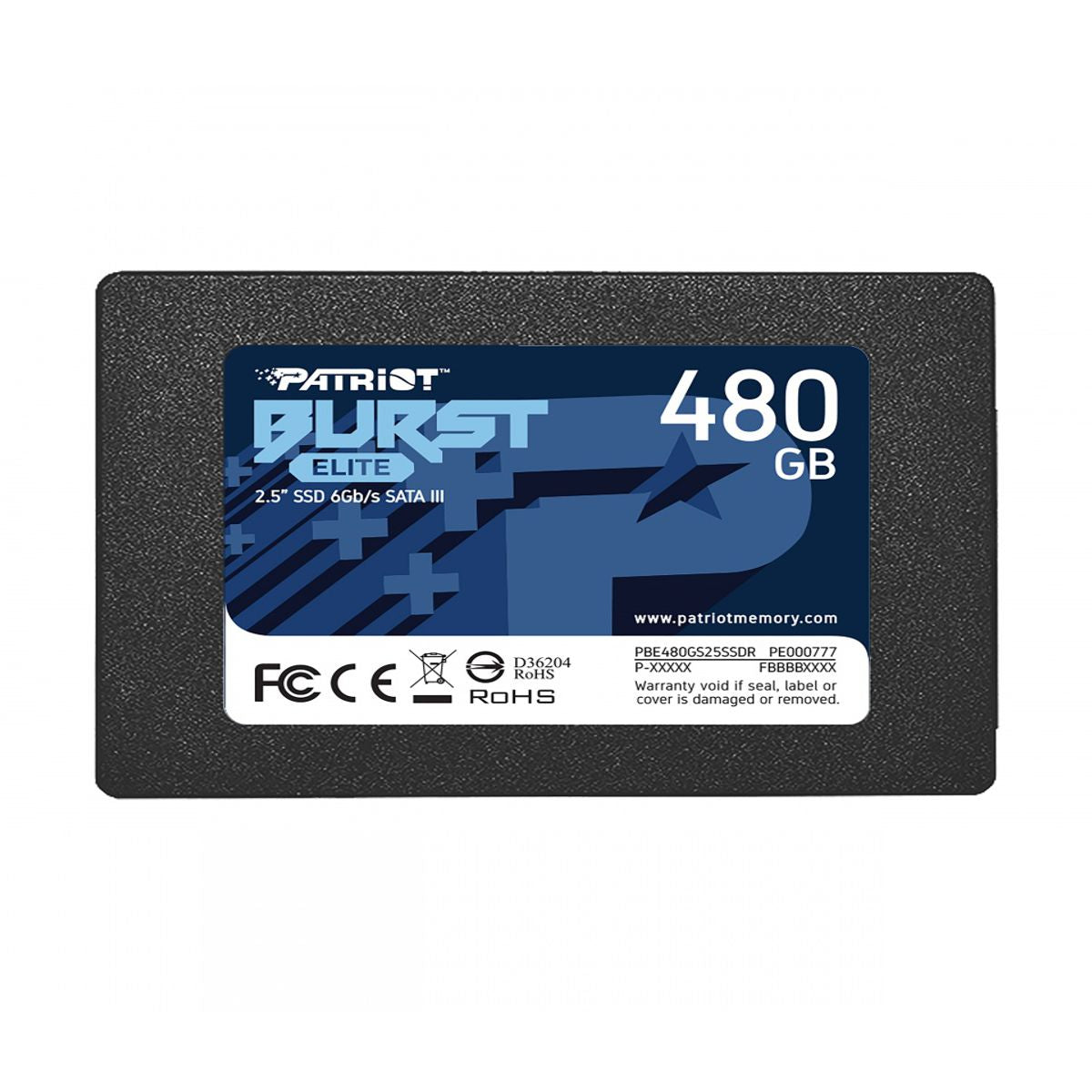 UNIDAD SSD 2.5" PATRIOT 480GB (PBE480GS25SSDR) BURST ELITE, SATA3, 7MM, 3D NAND