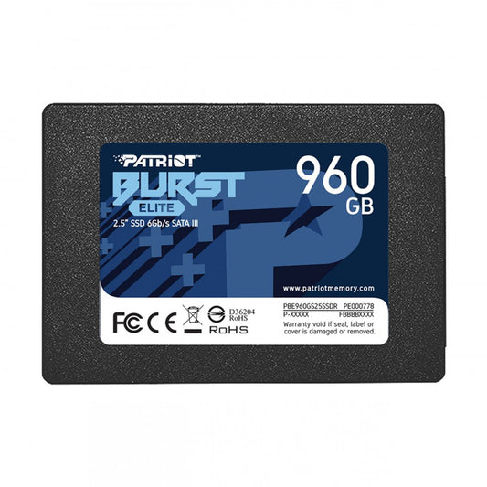 UNIDAD SSD 2.5" PATRIOT 960GB (PBE960GS25SSDR) BURST ELITE, SATA3, 7MM, 3D NAND