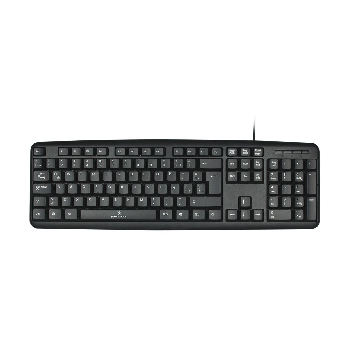 Teclado PERFECT CHOICE PC-201038 - USB, QWERTY, Negro, Universal, Alambrico