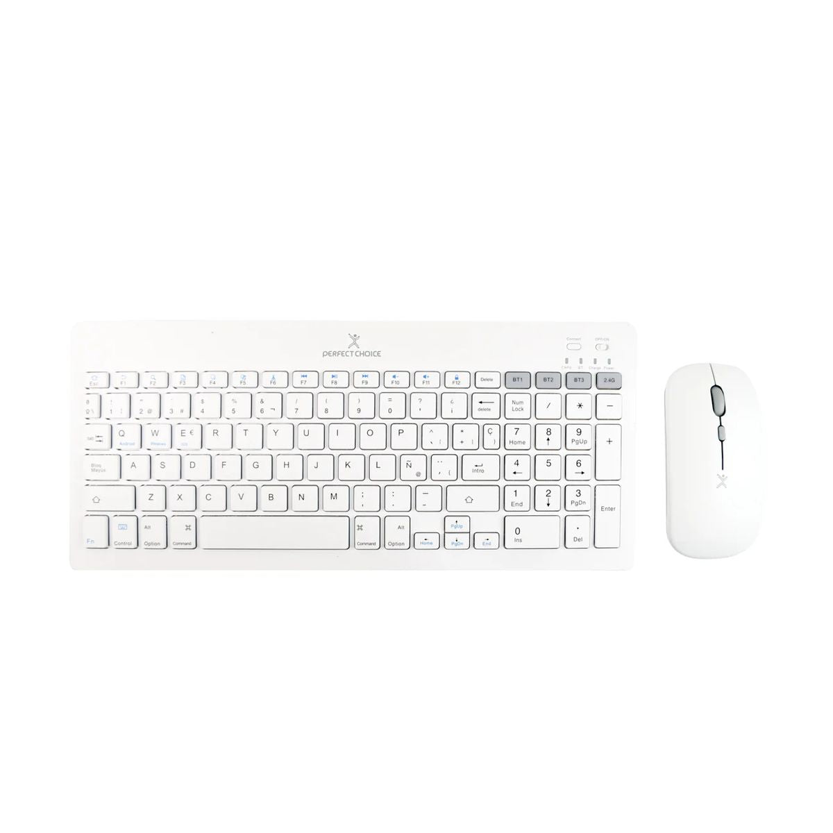 Kit Teclado + Mouse Recargable Inalambrico+ BT Zebrary Color Blanco | PERFECT CHOICE - 