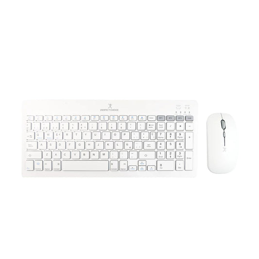 Kit Teclado + Mouse Recargable Inalambrico+ BT Zebrary Color Blanco | PERFECT CHOICE - 