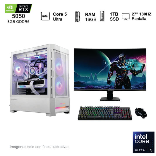 PC Gamer RTX 5050 Intel Core 5 Ultra 225F 16GB de RAM 1TB SSD NVME 650W WIFI
