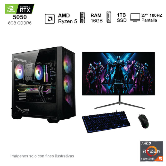 PC Gamer RTX 5050 AMD Ryzen 5 5500 16GB de RAM 1TB SSD NVME 650W WIFI