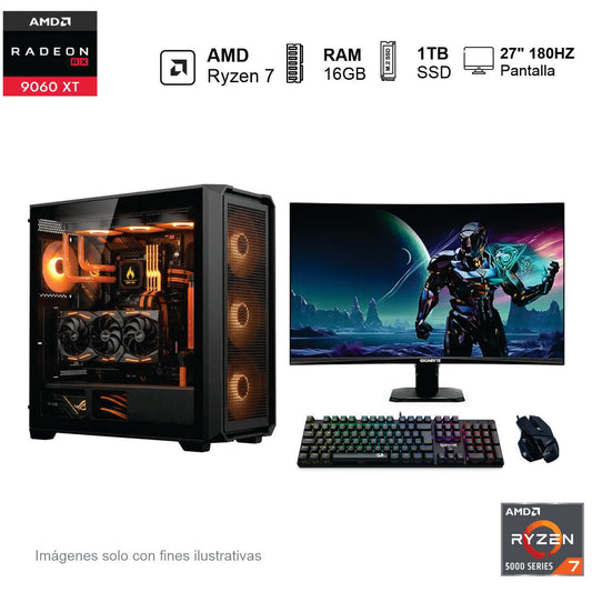 PC Gamer RX 9060XT 16GB AMD Ryzen 7 5700 16GB de RAM 1TB SSD NVME 650W WIFI