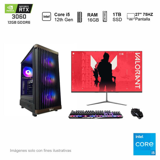 PC Gamer RTX 3060 Intel Core i5 12400F 16GB de RAM 1TB SSD NVME 650W WIFI
