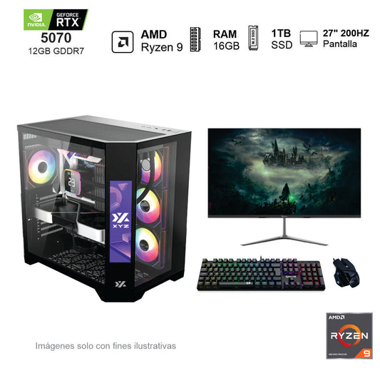 PC GAMER RTX 5070 AMD RYZEN 9 5900XT 16GB de RAM Disco Solido de 1TB NVME