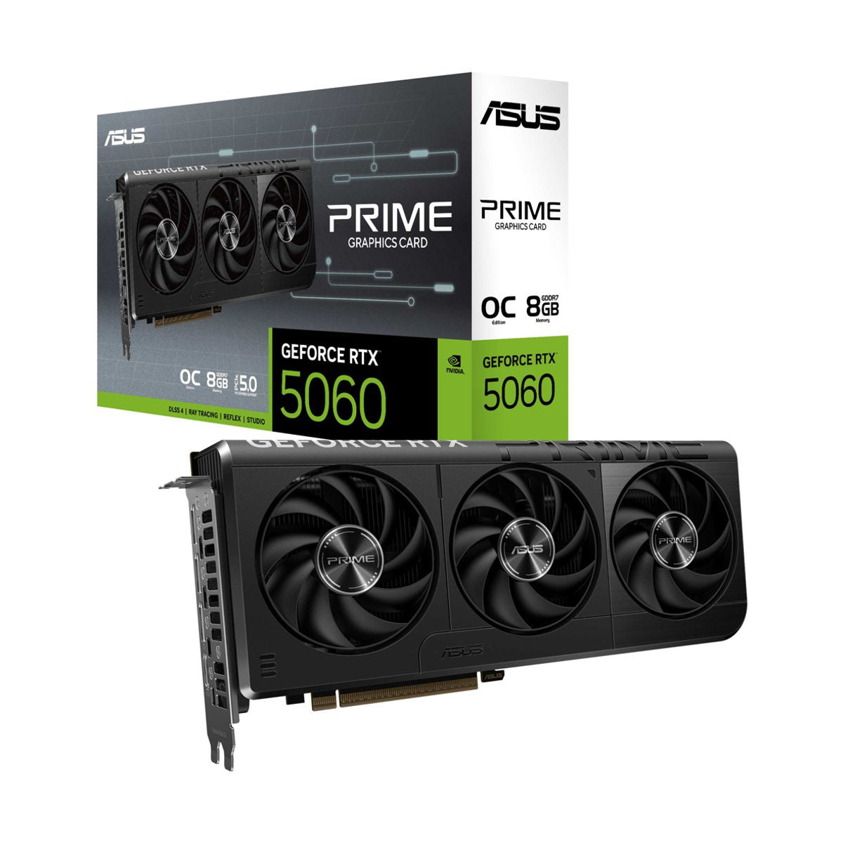 TARJETA DE VIDEO ASUS (PRIME-RTX5060-O8G) 8GB GDDR7, 128BIT, PCI-E 5.0, HDMI, 3*DP, 3 FAN