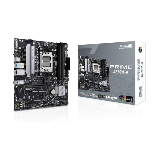 MOTHERBOARD ASUS (PRIME A620M-A-CSM) SOCKET AM5,4 *DDR5,HDMI,DP,VGA,PCIE-4.0,M.2,MICRO ATX